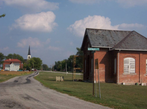 The oldest and newer Lincoln Highway alignments in Besancon. – Photo courtesy Indiana Lincoln Highway Association